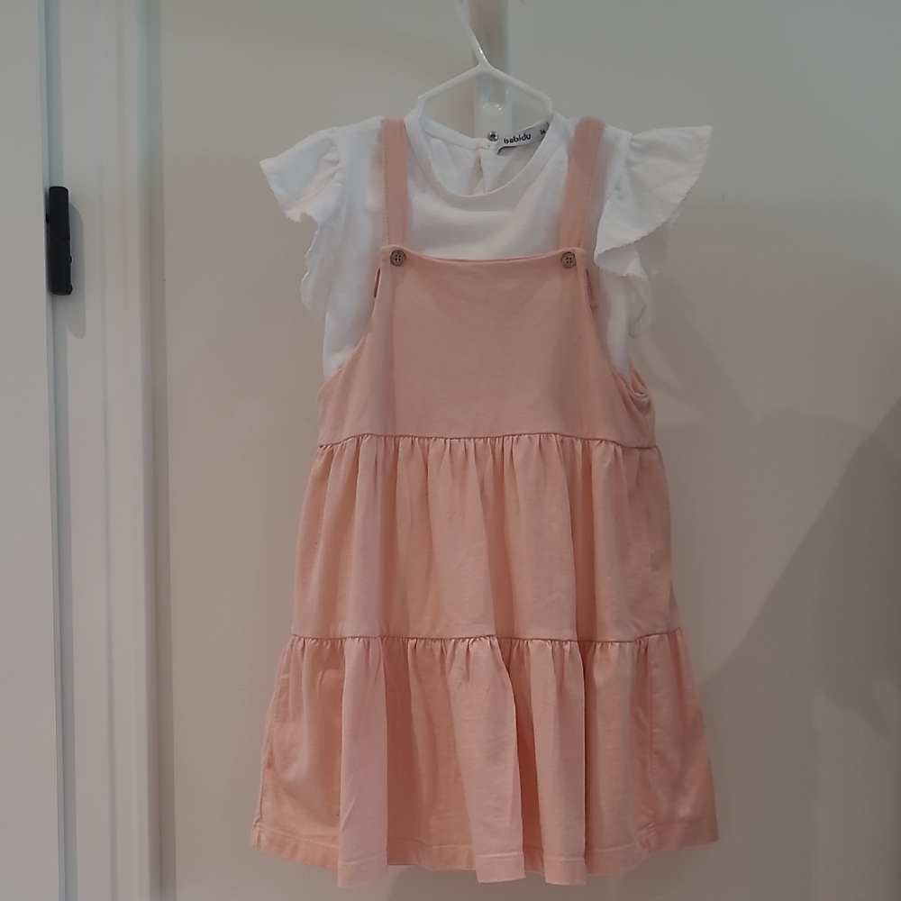 Babidu Peach Kids Dress with White Top 3